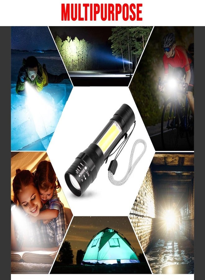 HACER LED Flashlight Mini Camping Torch Pocket Compact Portable USB Rechargeable Lamp with COB Side Lantern for Outdoor Hiking Camping Running - Image 4